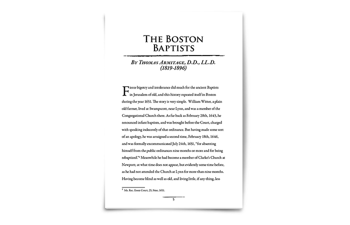 The Boston Baptists by Thomas Armitage D.D.